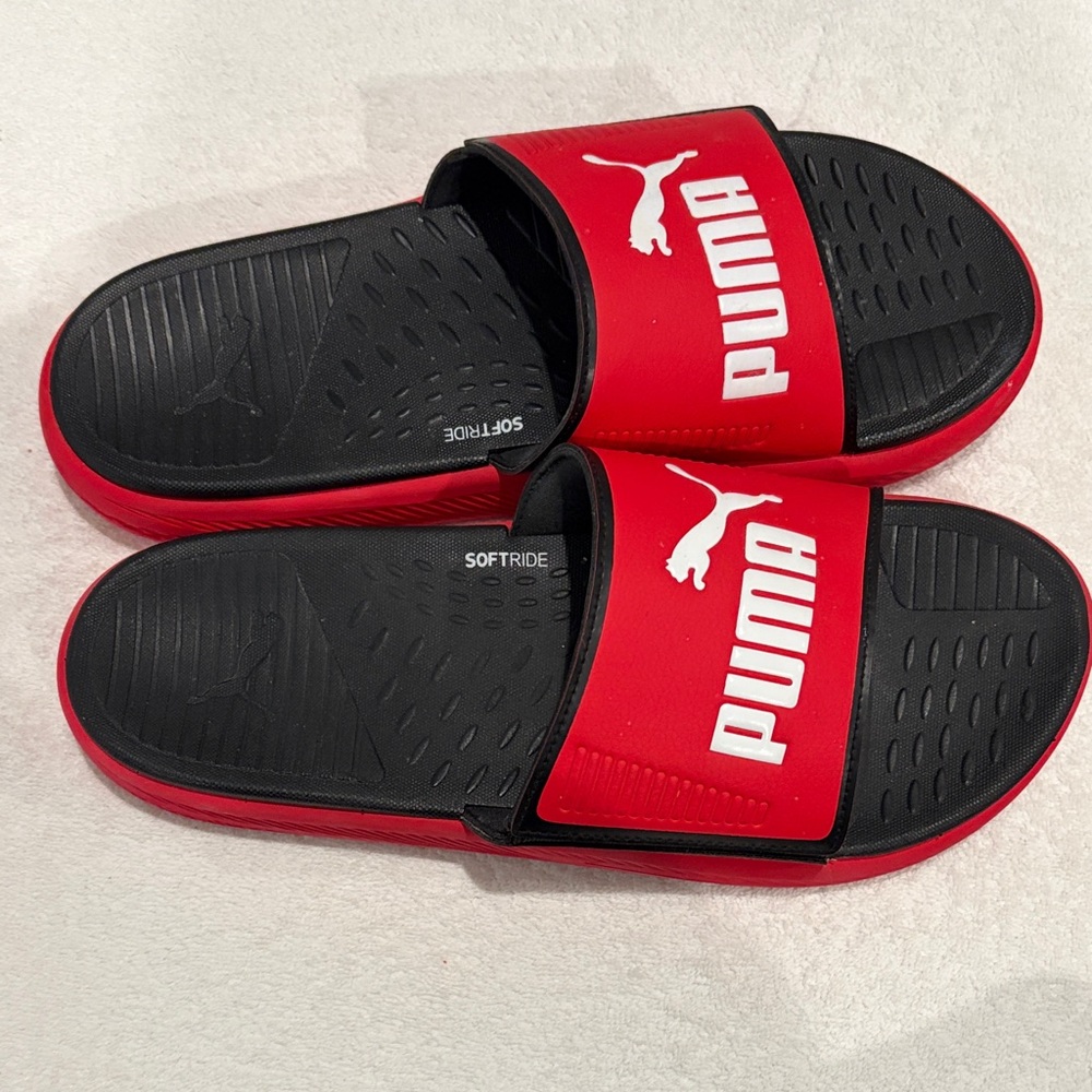 Puma Bold Red and Black Slides men’s size 11